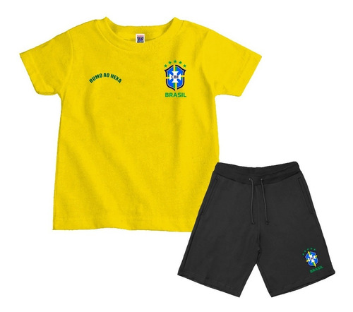 Conjunto Infantil Brasil Camiseta E Bermuda Menino E Menina