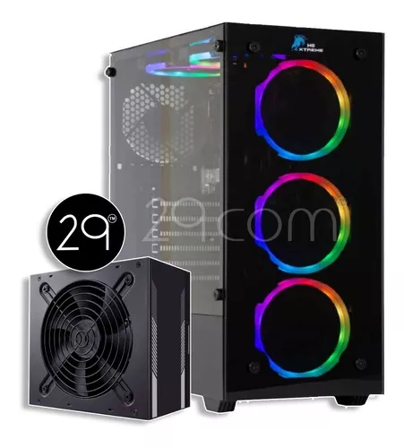 Gabinete Pc Gamer Chasis Caja Atx Vidrio Ventiladores Filtro