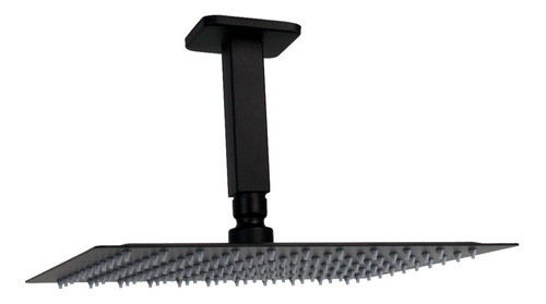 Ducha Inox 304 Slim 25x25 Black Com Braço Suporte Teto 10 Cm Acabamento Fosco Cor Preto