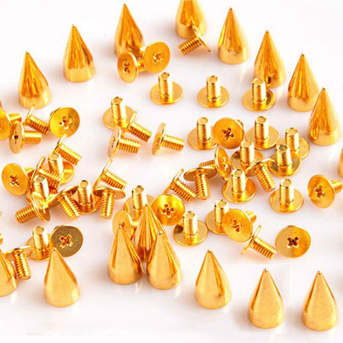 Rubyca 100 Conjuntos 13mm Color Oro Bala Cono De Spike Y Met