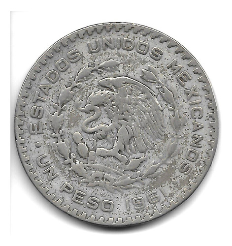 México Moneda De 1 Peso De Plata Baja Año 1961 Km 459