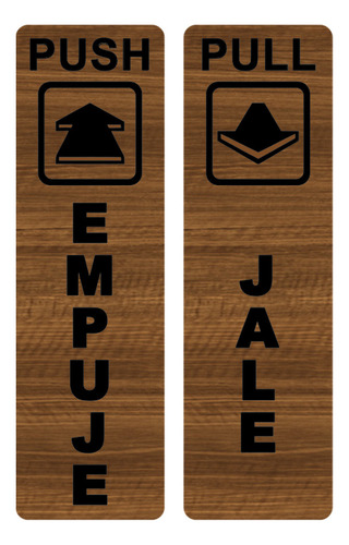 Jgo Letrero Señalamiento Vinil Jale Empuje Puerta 6x20cm Madera
