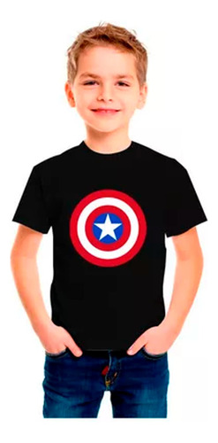 Polera Capitan America Logo Escudo Niñas/niños/jovenes