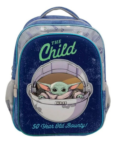Mochila Primaria Ruz Mandalorian Baby Yoda Star Wars 3d Azul Azul Acero Impresion 3d