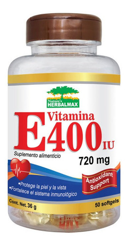 Vitamina E  400 Iu Sintetica 720 Mg X 50 Softgels