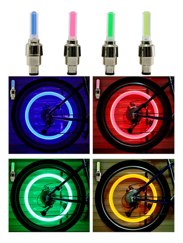 4 Pack De Luces Led Valvula Rueda Para Moto Bicicleta Y Auto