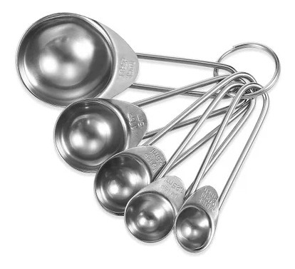 Imagen 1 de 6 de Cucharas Medidoras Cocina Repostería 5 Pz Acero Inoxidable