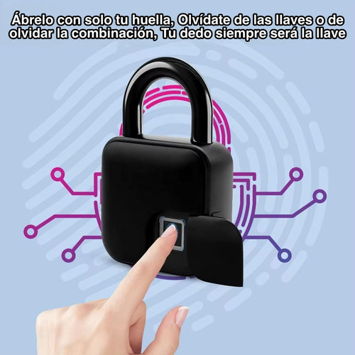 Candado Huella Digital Bluetooth Resistente Al Agua Ap Tuya Color Negro