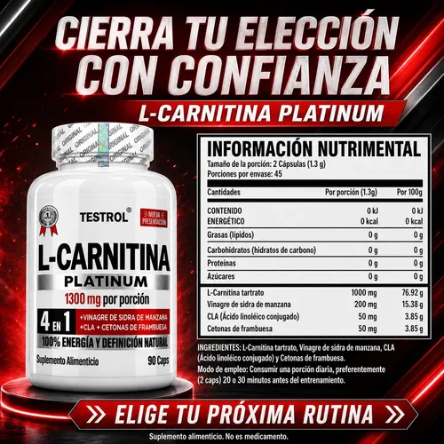 l carnitina presentacion L-Carnitina + Cromo - 60 Cpsulas de la marca Biotech USA L-carnitina 1300mg Platinum | 4