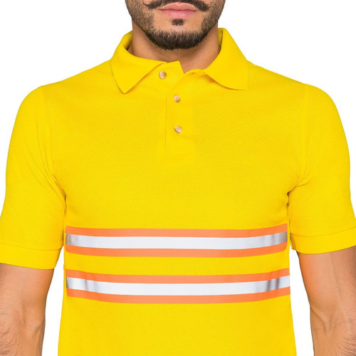 Imagen 2 de 6 de Playera Polo Con Reflejante Seguridad Alta Visibilidad