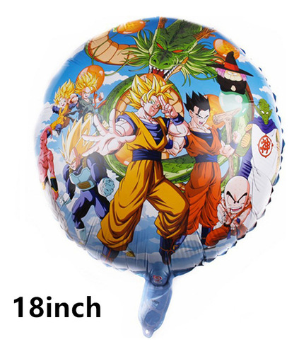 Paquete De 20 Globos Redondos Dragon Ball Con Portaglobo