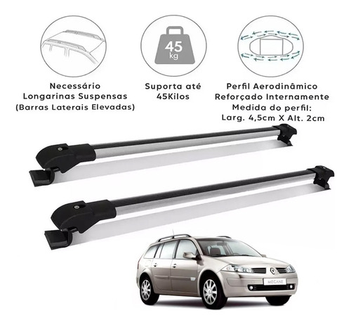 Rack Teto Travessa Megane Grand Tour Wagon 2008 Slim