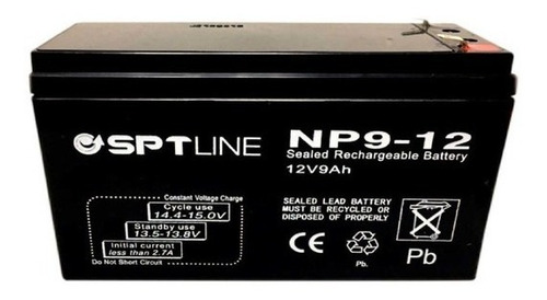 Imagen 1 de 5 de Bateria Pila 12v 9ah Recargable Sptline Ups Cerco Electrico