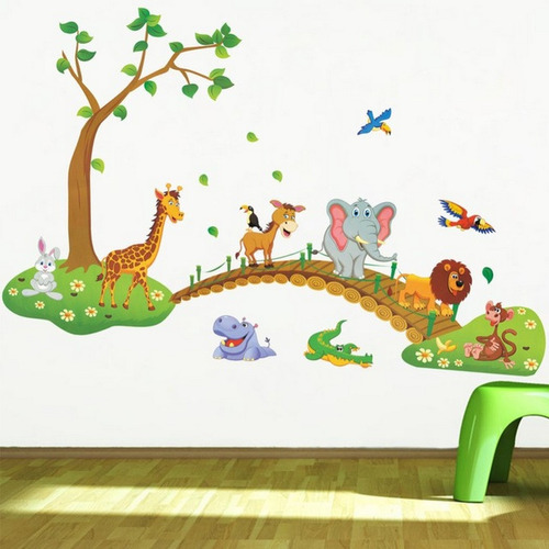 Vinil Infantil De Animales De La Selva Para Cuarto Recamara