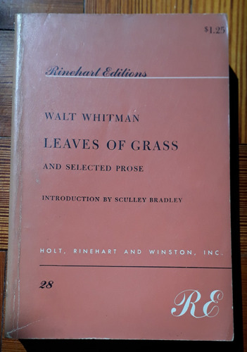 Leaves Of Grass And Selected Prose - Walt Whitman