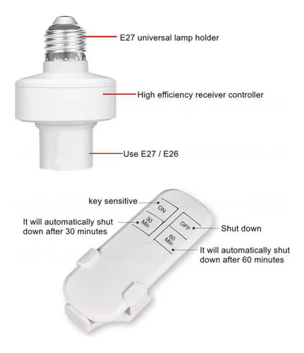 Socket Inteligente Con Control Remoto Y Temporizador E27