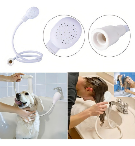 Adaptador multiusos para ducha, manguera 3/4 para lavabo, acabado blanco mate
