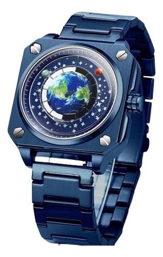 Reloj Joefox Azul Mundo Pulso Metalico