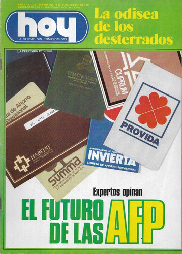 Revista Hoy N° 213 / 25 Agosto 1981 / Futuro A F P