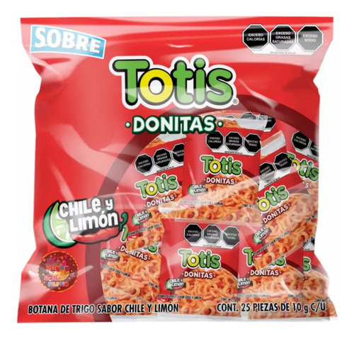 Totis Frituras Botana Enchilada Chile Limo Donita 25pz D 10g