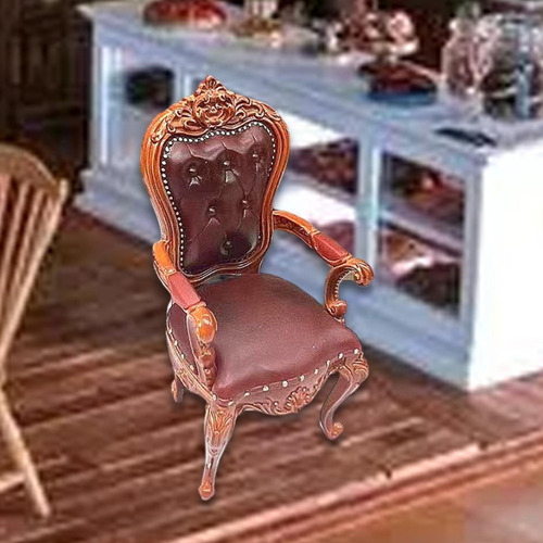 Silla Para Casa De Muñecas, Escala 1/12, Marrón Oscuro