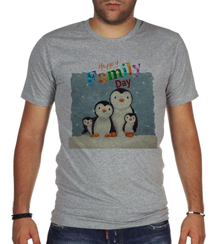 Remera De Hombre Happy Family Day Familia Pinguinos Diseño