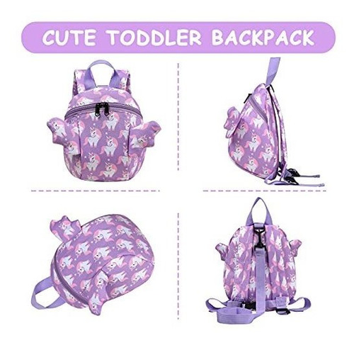 Mini Mochila Vaschy Con Correa Unicornio Violeta 4 Litros
