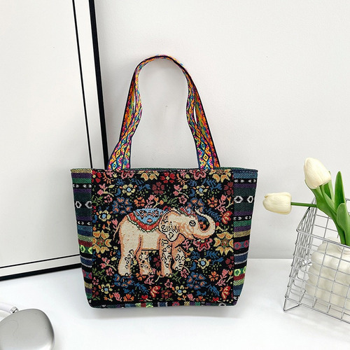 Bolso Estilo Étnico Retro Para Mujer Con Bordado De Elefante