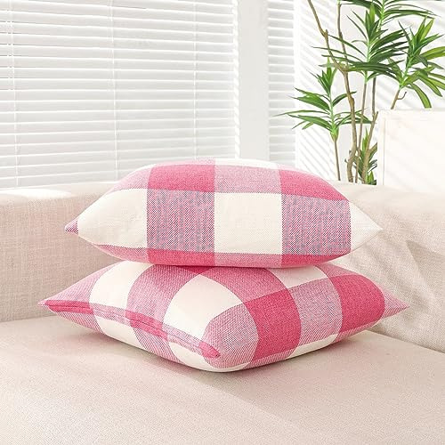 Juego De 2 Fundas De Almohada De Lino Rosa 45x45 Cm