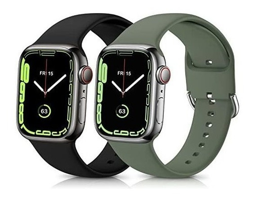 2 Mallas Para Apple Watch Black/olive Green 38mm/40mm/41mm