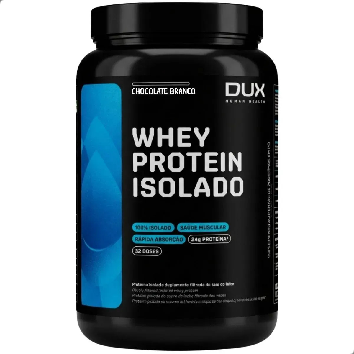 Whey Protein Isolado Pote 900g Dux Nutrition Sabor Chocolate branco
