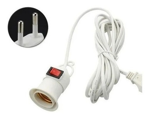 Soquete Con Interruptor E27 Cable 3 Mts Enchufe Color De La Luz Blanco