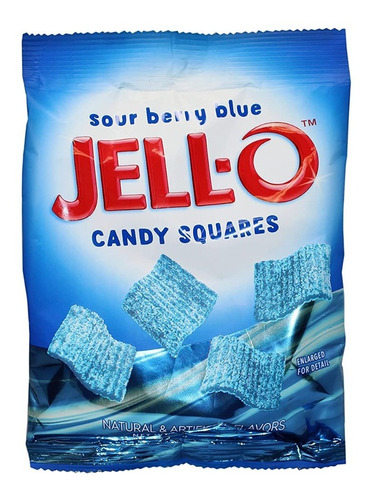 Caramelos Agridulces Sour Jello Berry Blue Squares Americano