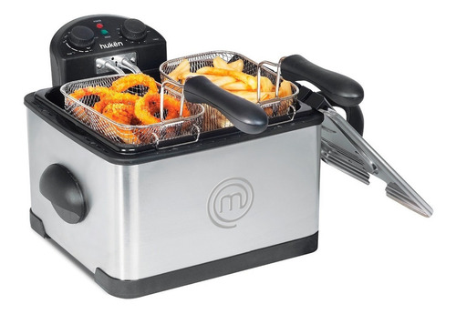 Freidora Aceite Masterchef Mk-df-4ss 4 Lt Doble Canasta Negro 110v