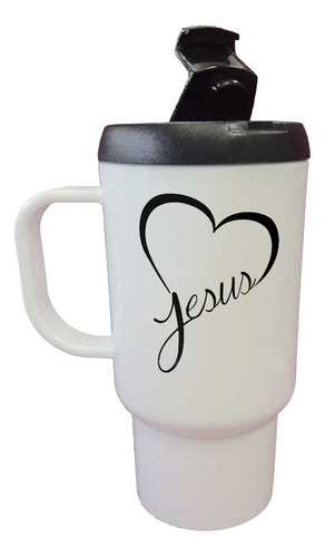 Jarro Termico Jesús Corazón Inscripción Logo Negro