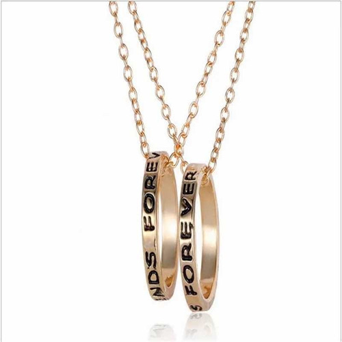 Set 2 Collares Con Dije Anillo Bff Amigos Por Siempre Color Dorado