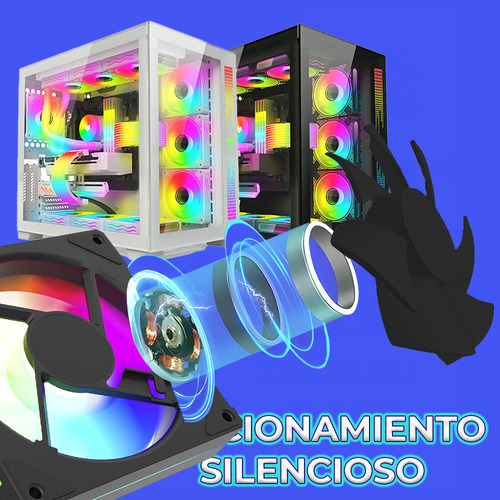 Ventilador Pc Chasis 120mm RGB Pwm Refrigeración Silenciosa Led Color Negro Ele-Gate