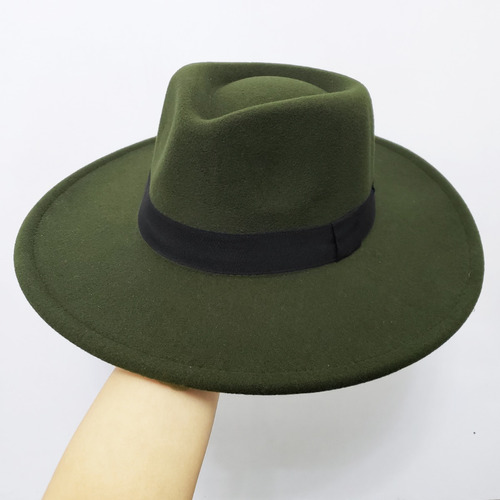 Sombrero Fedora Negro Ala Ancha Hat Fieltro Hombre Unisex