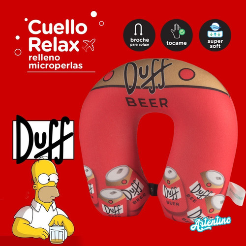 Imagen 2 de 6 de Almohada Cuello Viaje Relax Duff Homero Simpson Hombre Niño