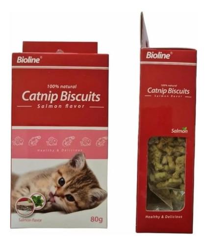 Catnip Galletas Sabor Salmón Bioline Snack Comida Para Gato