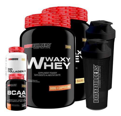 Kit 2 Whey Protein Waxy + Bio Colagen Ii Baunilha Cappuccino