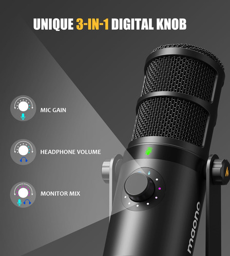 Micrófono Dinámico De Maono, Micrófono De Pc Podcast Con Y Y