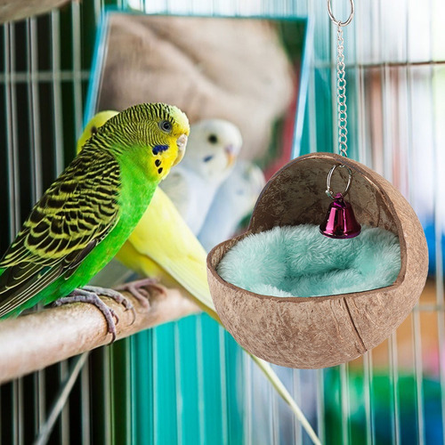 Nido Para Pájaros De Cáscara De Coco Con Campana Y Colchón