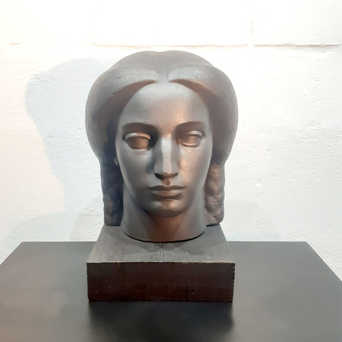 Edmundo Prati. Escultura Cabeza De Mujer Con Trenzas