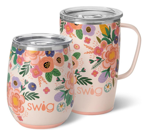 Swig Life Full Bloom Am+pm Juego Taza Viaje 18 Onza Asa Tapa