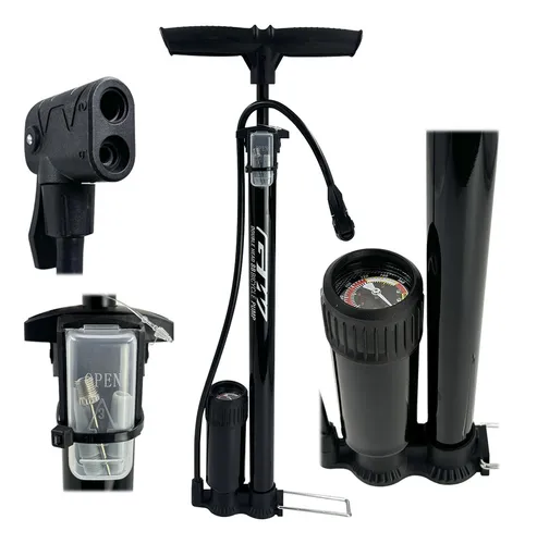 Inflador Bomba De Piso Gw Manómetro 160 Psi Doble Válvula Ru