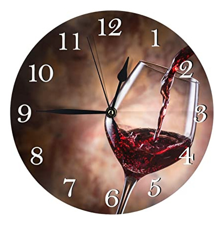 Abucaky Reloj De Pared Con Diseño De Vino Vertiendo En Copa