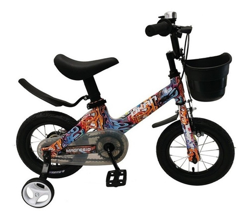 Bicicleta paseo infantil Okan Magnesio R12 freno v-brakes color multicolor con ruedas de entrenamiento