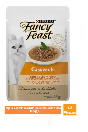 Caja De Alimento Para Gato Fancy Feast Pollo Y Pavo 12 Pz