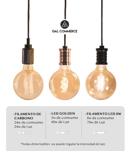 Imagen 4 de 6 de Lampara Foco Filamentos Led 8w Dimerizable G120 G125